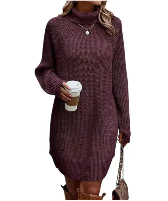Autumn knitted dress with turtleneck – Maris