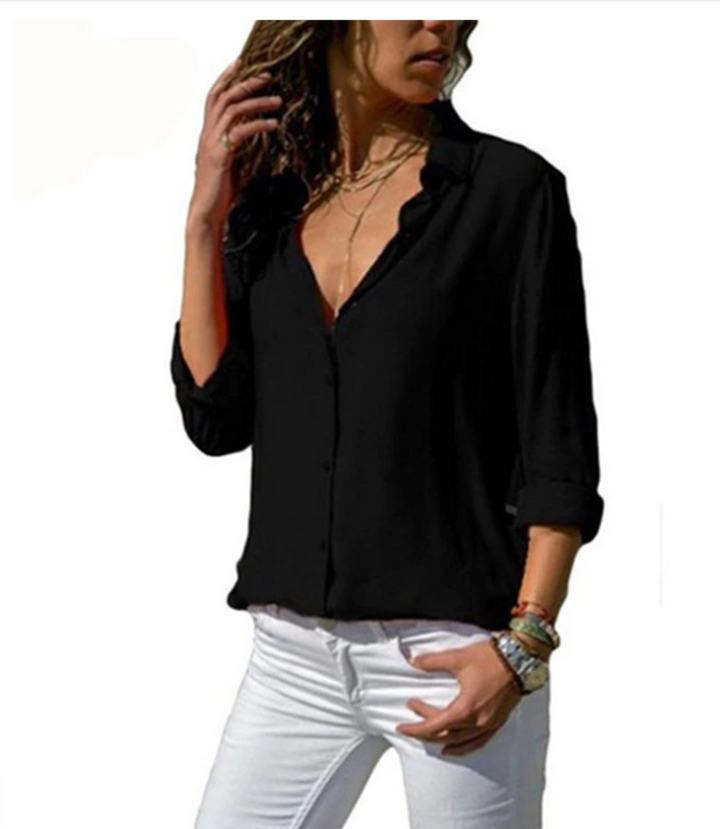 Trendy damebluse med knappelukking – Lorena