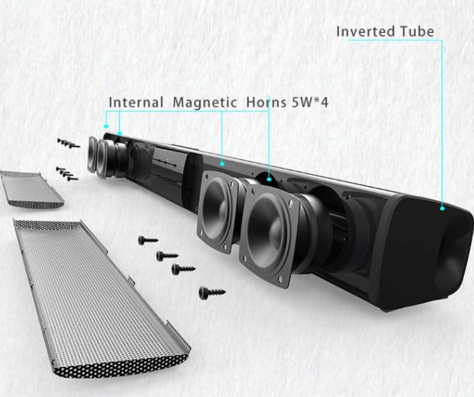 Sistema de altavoces estéreo de barra de sonido Bluetooth inalámbrico con FM y USB – CineWave