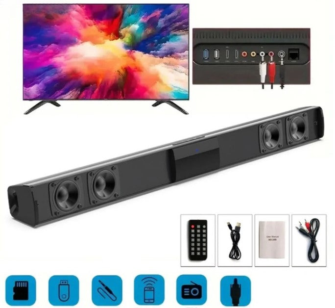 Sistema de altavoces estéreo de barra de sonido Bluetooth inalámbrico con FM y USB – CineWave