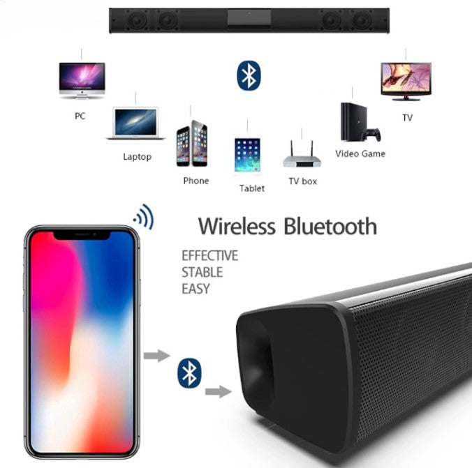 Sistema de altavoces estéreo de barra de sonido Bluetooth inalámbrico con FM y USB – CineWave