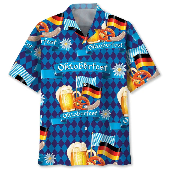 Hawaiian Shirt with Beer & Pretzel Pattern – Party Mood Oktoberfest 2025