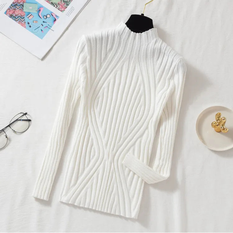 Women's knitted sweater with turtleneck and long sleeves – Elodie