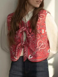 Y2K Red Bandana Wrap Top Trendy Cropped Streetwear Shirt - Liora