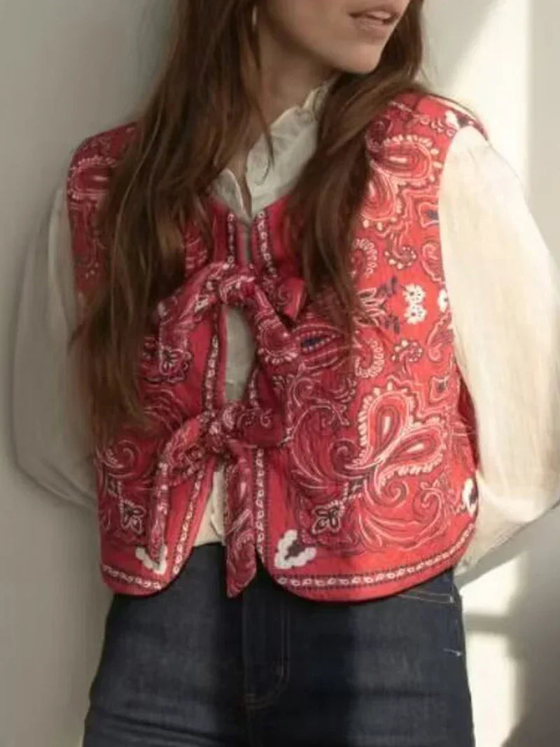 Y2K Red Bandana Wrap Top Trendy Cropped Streetwear Shirt - Liora