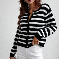 Striped Women's Autumn Cardigan – Leona