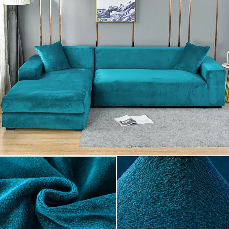 Stretch velour sofa cover with luxurious finish – Sofina