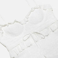 Stilvolles Besticktes Camisole Maxikleid in Weiß – Alina