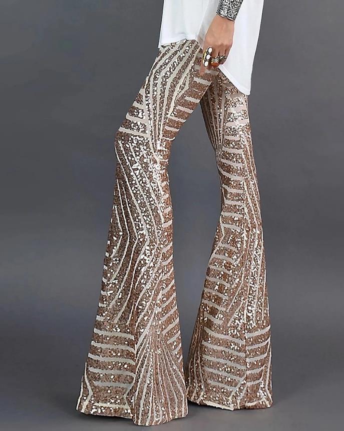 Sparkling women's flared pants with wide legs – Zarah