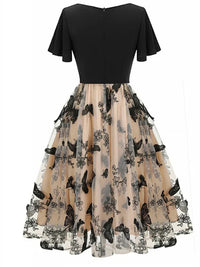 Stylish mesh midi dress with embroidery & ruffle sleeves – Maila