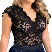 Stylische Damen Sommertop aus Spitze mit Blumenmuster - SpitzenLicht