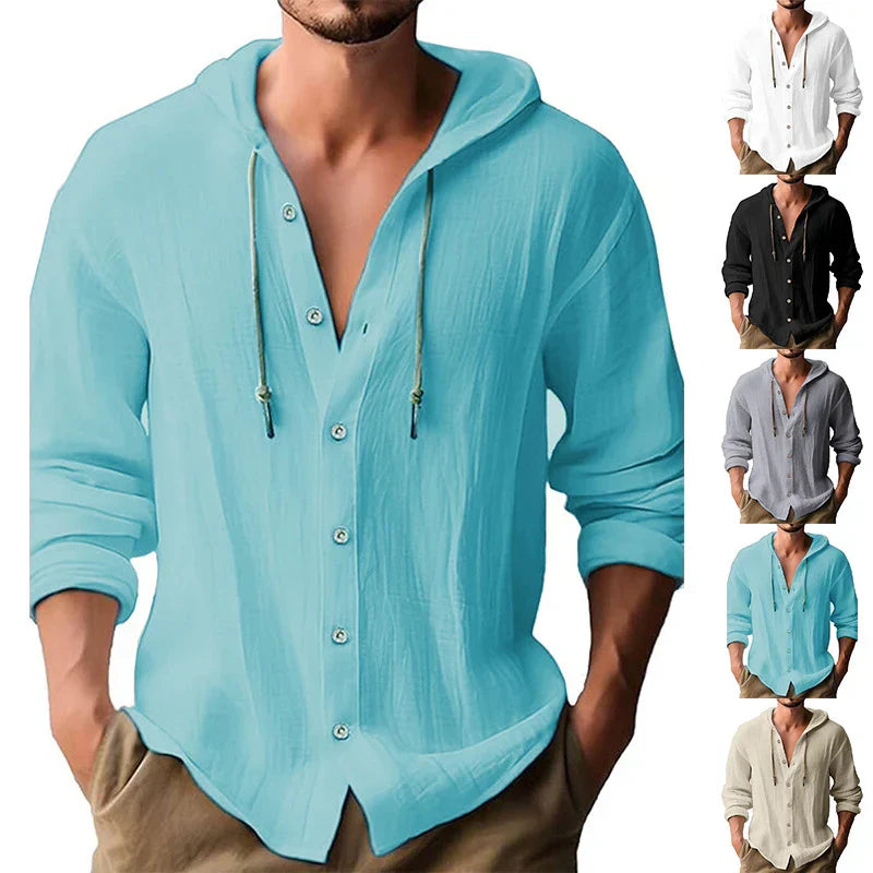 Camisa con capucha de lino transpirable y ligera para hombre – Malik