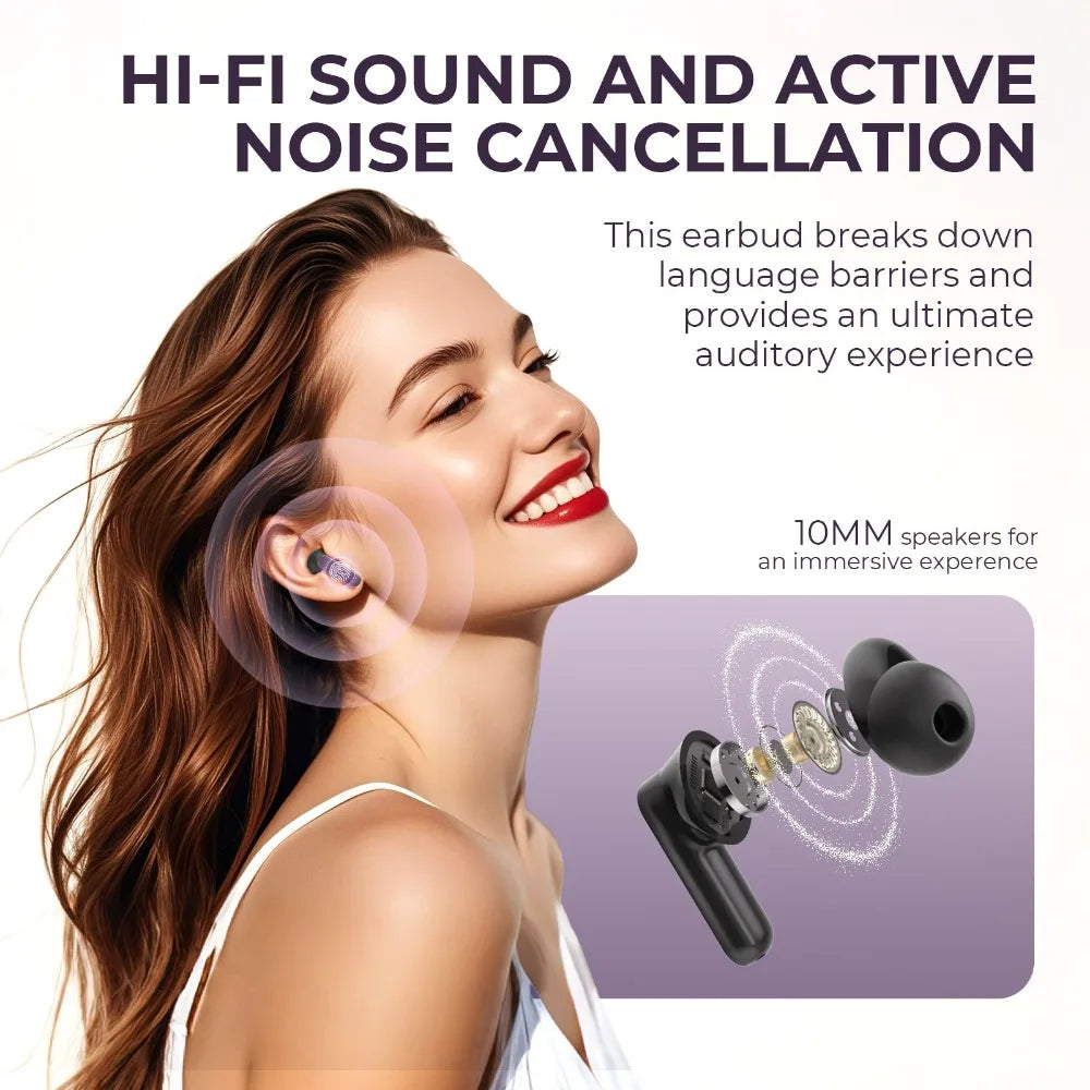 Touch Screen Translation Headphones with Noise Cancellation – Avelora