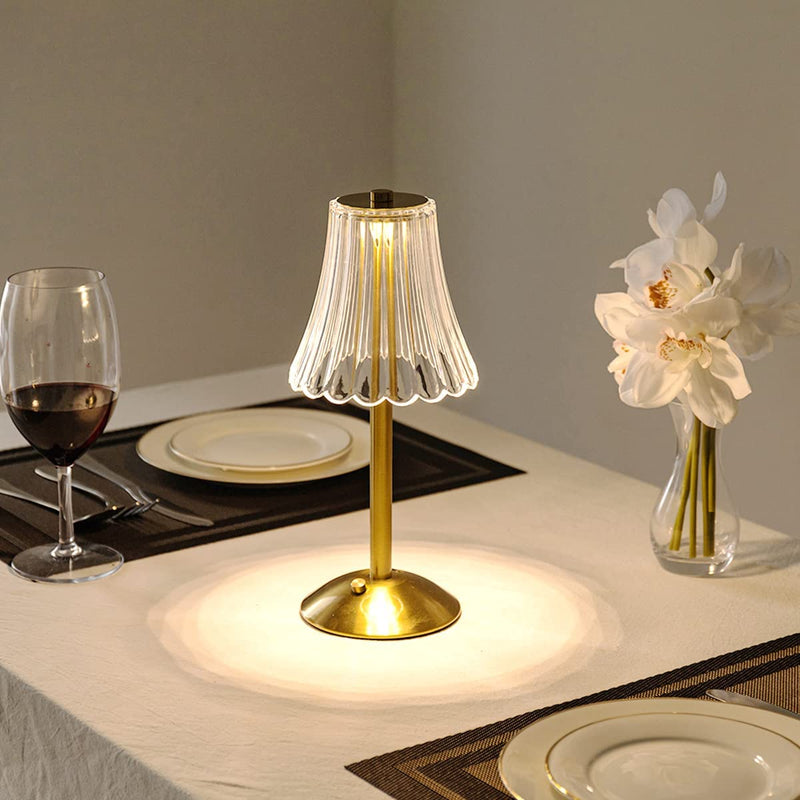 Lámpara de mesa de cristal dorado - Aurora Luxe