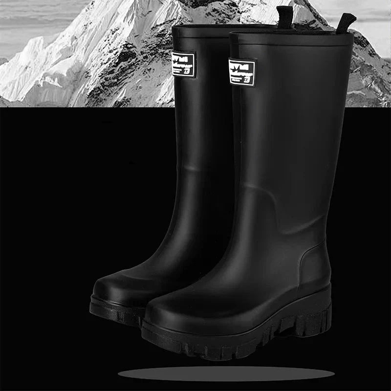 Women's Chelsea waterproof rain boots with block heel & tread sole – Saphira