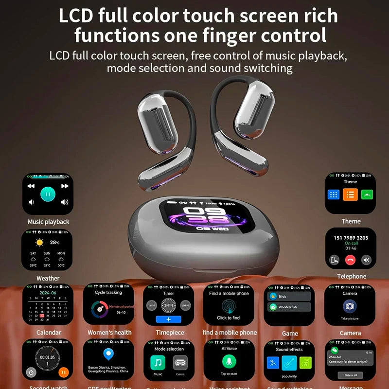 Øretelefoner med realtidsoversættelse og LCD-touch – Lexora