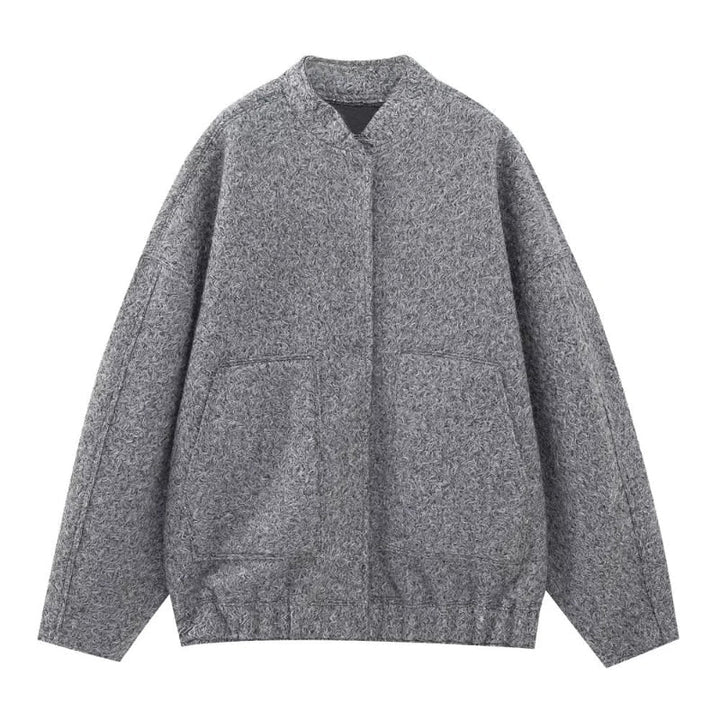 Oversized Wollmantel mit Rundhalsausschnitt und Knöpfen - Selena