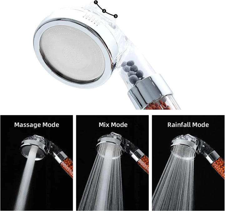 High-Pressure Water-Saving Shower Head with Filter - AquaGlow