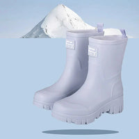 Women's Chelsea waterproof rain boots with block heel & tread sole – Saphira