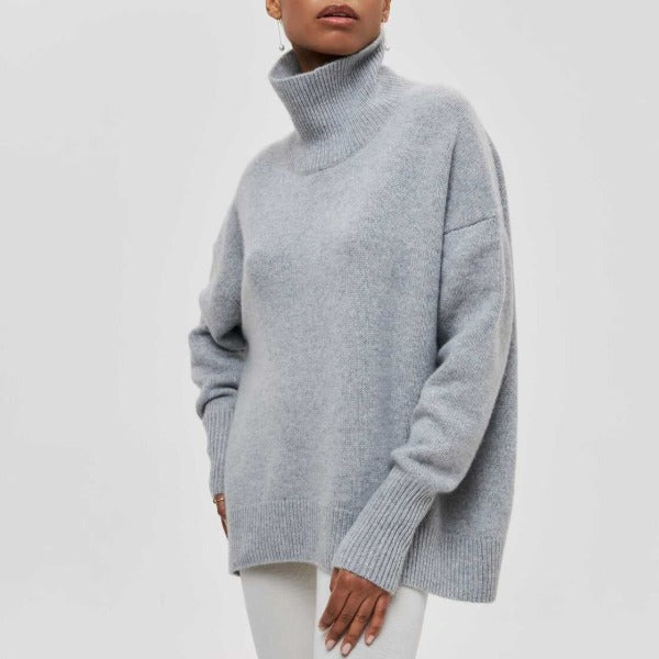 Soft Oversized Women's Turtleneck Sweater - Celeste
