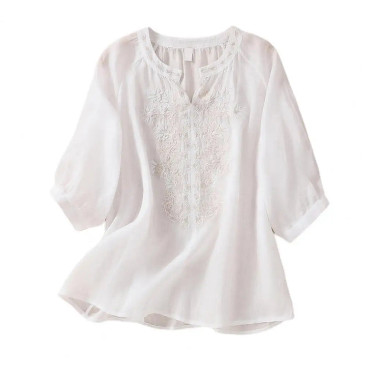 Embroidered Women's Summer Blouse made of Cotton – Ysolde
