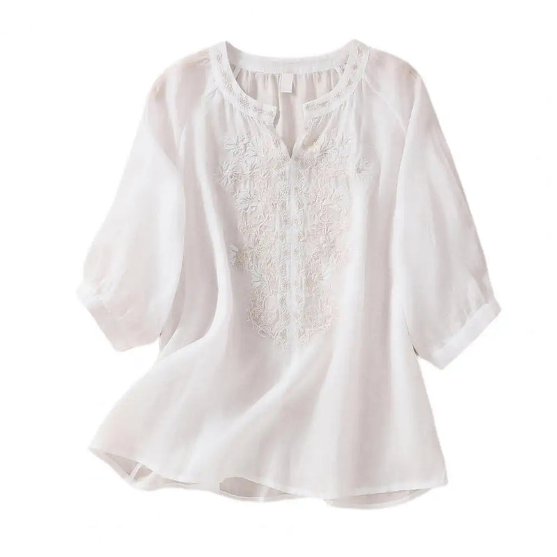 Embroidered Women's Summer Blouse made of Cotton – Ysolde