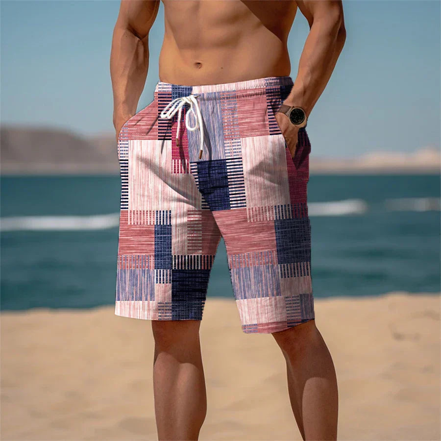 Pantalones cortos de playa para hombre algodón estampado 3D transpirable look de verano - Jamal