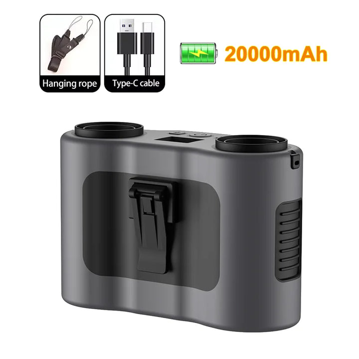 Portable Waist Clip Fan with Two Air Outlets and 20,000mAh Battery – BreezeMate