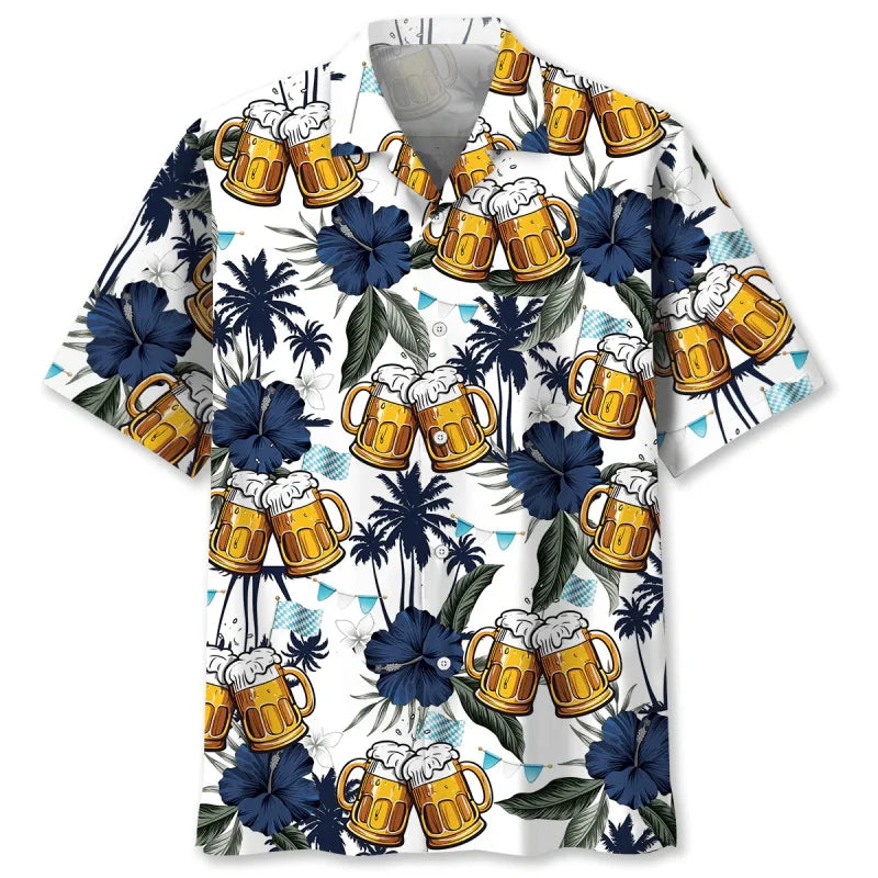 Hawaiian Shirt with Beer & Pretzel Pattern – Party Mood Oktoberfest 2025