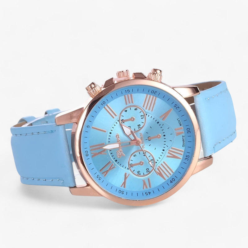 Luxuriöse Wasserdichte Damenuhr mit Lederarmband – Camille