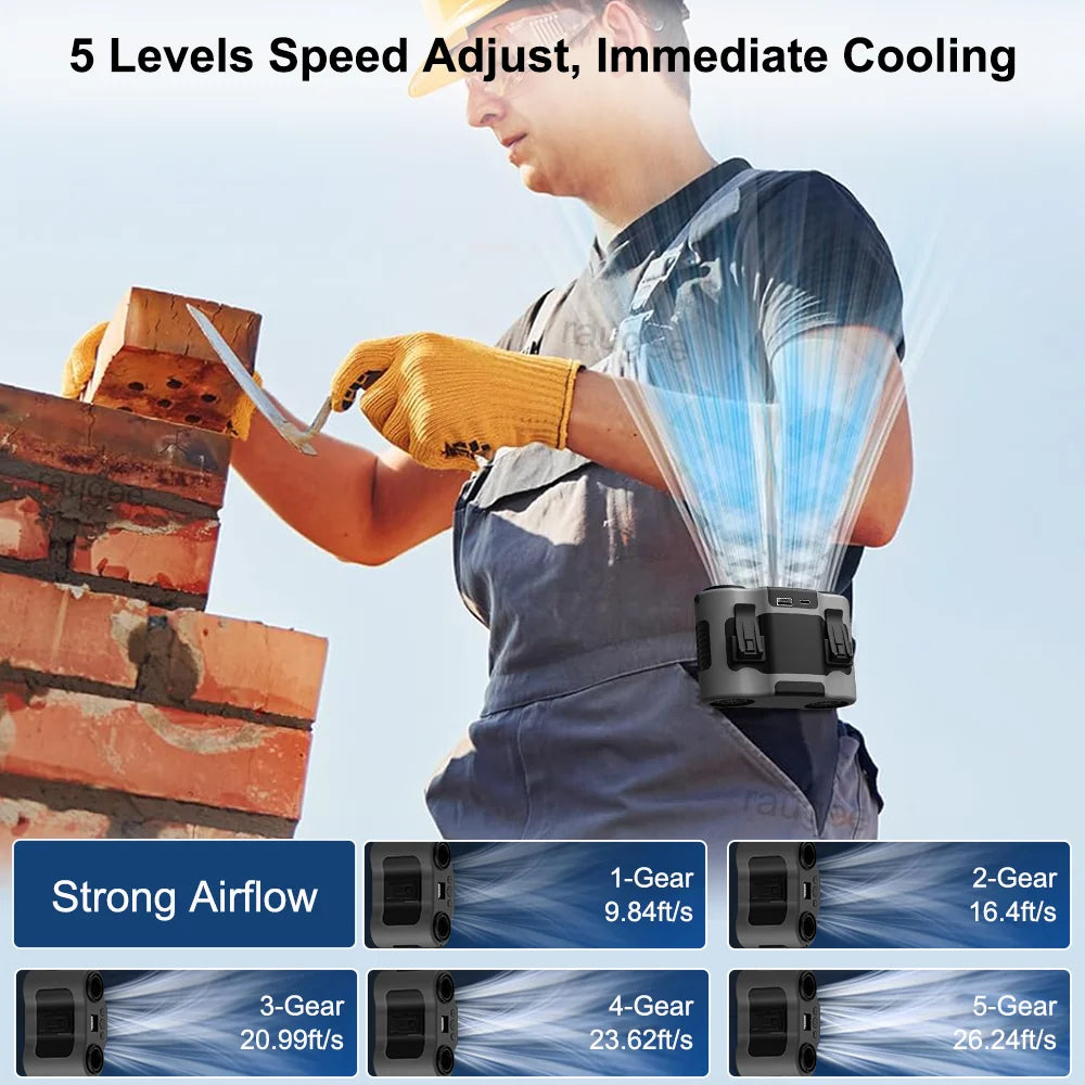 Portable Waist Clip Fan with Two Air Outlets and 20,000mAh Battery – BreezeMate