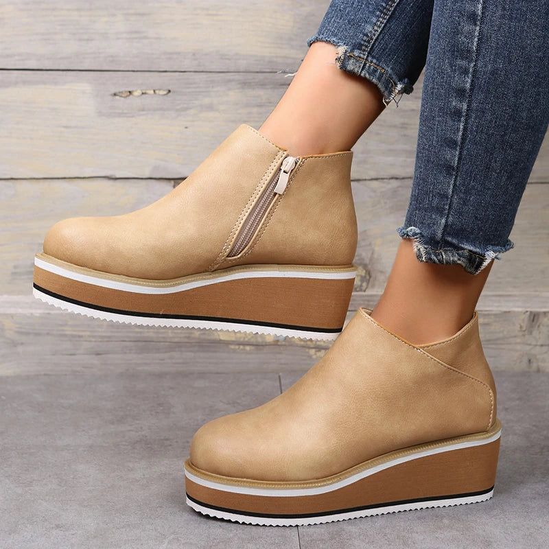 Stylish Autumn Wedge Heel Boots – Mila