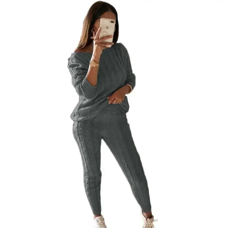 Women's Knitted Tracksuit Two-Piece Set for Autumn & Winter – Isaline