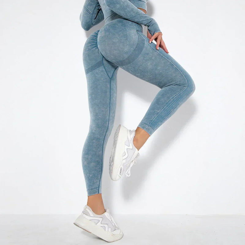 Conjunto de yoga para mujer sin costuras con top corto - Nova