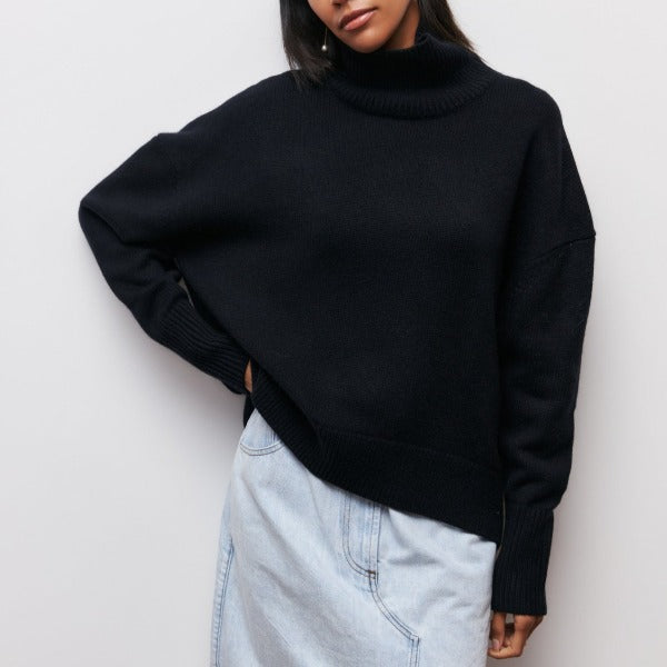 Soft Oversized Women's Turtleneck Sweater - Celeste