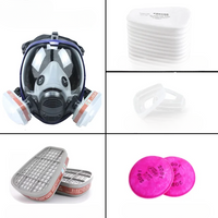 Full face mask with anti-fog lens and industrial gas filters
