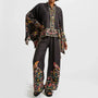 Zweiteiliges Damen Leinen Streetwear-Set Mit Ethno-Print – Samira