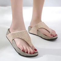 Comfortable women's platform slippers with rhinestones – Geneva