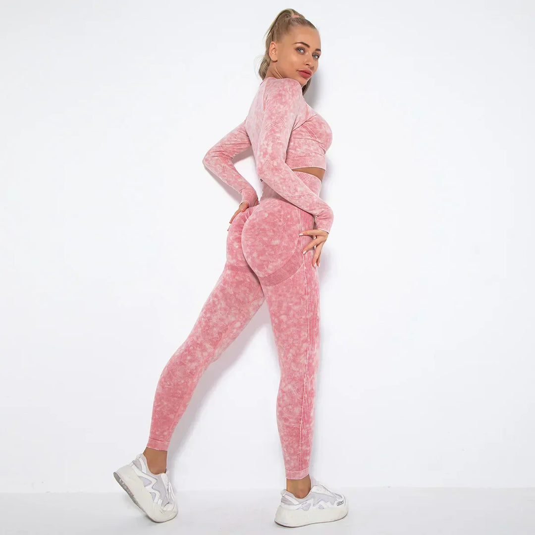 Conjunto de yoga para mujer sin costuras con top corto - Nova