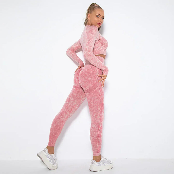 Conjunto de yoga para mujer sin costuras con top corto - Nova