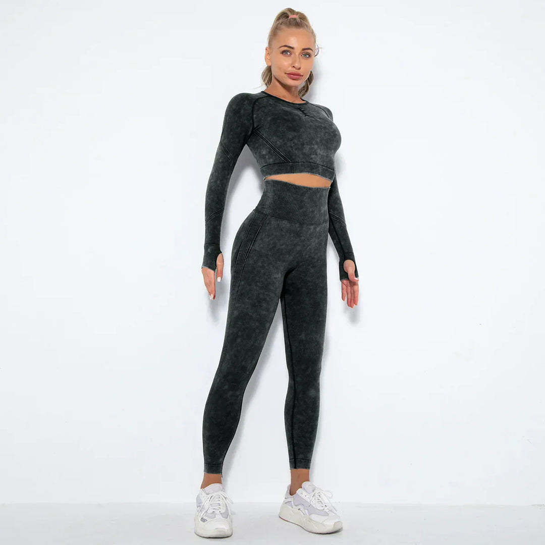 Conjunto de yoga para mujer sin costuras con top corto - Nova