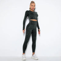 Conjunto de yoga para mujer sin costuras con top corto - Nova