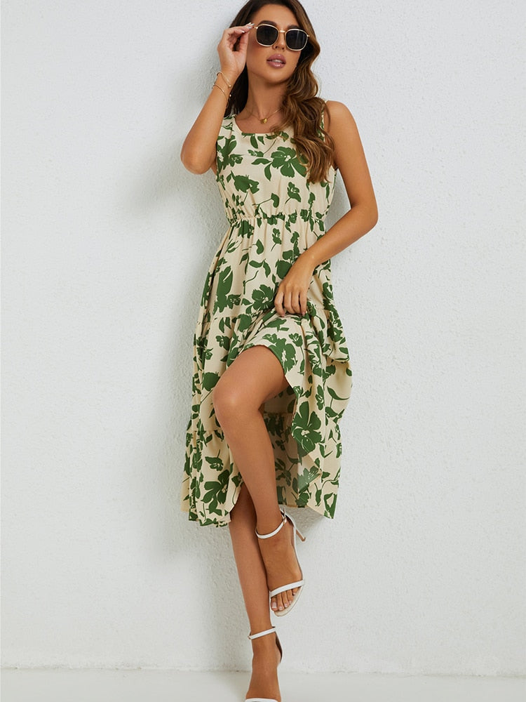 Summer Midi Dress with Floral Print – Fenna