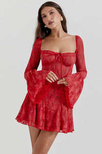 Mini dress with long sleeves and lace – Yelina
