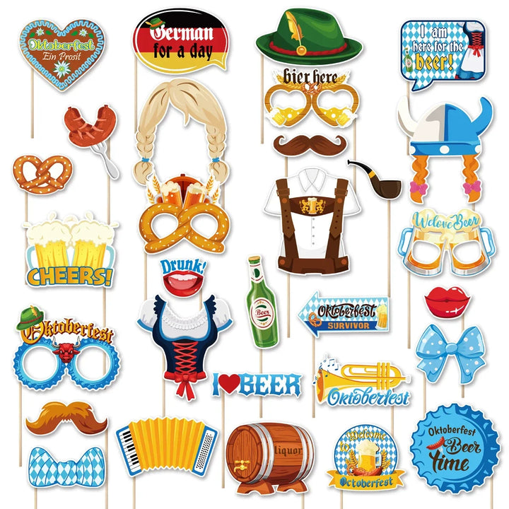 Photo Prop Set in Oktoberfest Design (30 pieces) - Buy 1 Get 1 Free – Fun Oktoberfest 2025