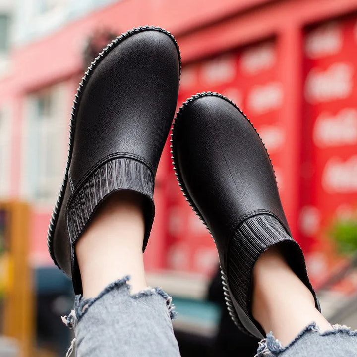 Botines de lluvia para mujer impermeables con caña de punto y suela antideslizante – Liora