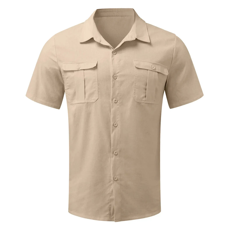 Men's Short-Sleeve Shirt with Chest Pockets and Kent Collar – Lennard