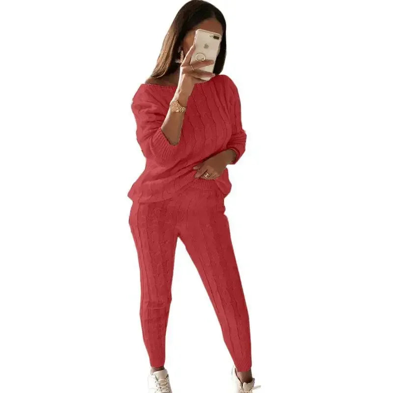 Women's Knitted Tracksuit Two-Piece Set for Autumn & Winter – Isaline