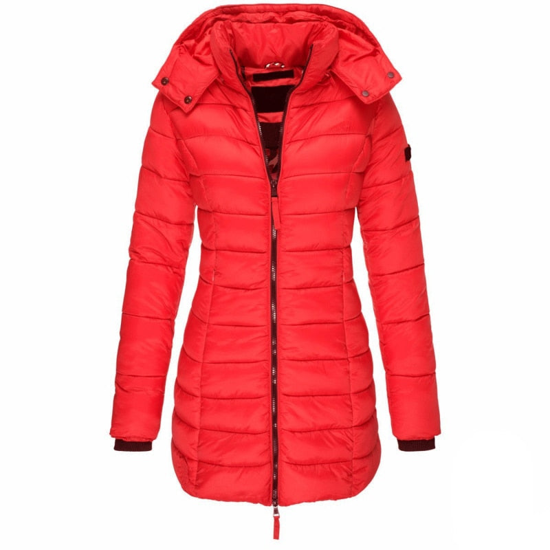Women's parka with hood and down filling - Elena