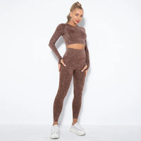 Conjunto de yoga para mujer sin costuras con top corto - Nova